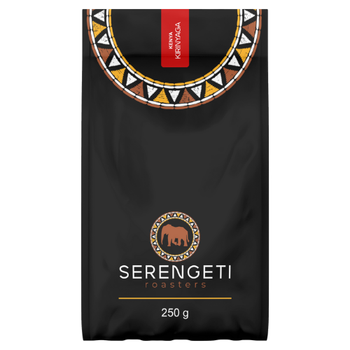 Serengeti Roasters Kirinyaga single-origin coffee from Kenya – bold blackcurrant, citrus and caramel notes.