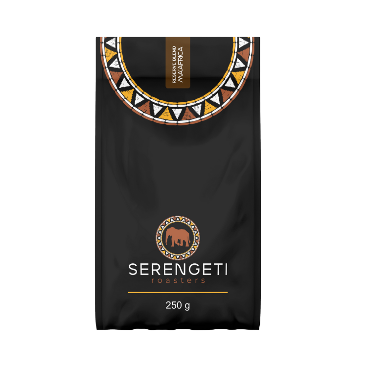 Serengeti Roasters Ma’Africa medium roast African coffee blend – chocolate, caramel and fruit notes – whole bean or ground